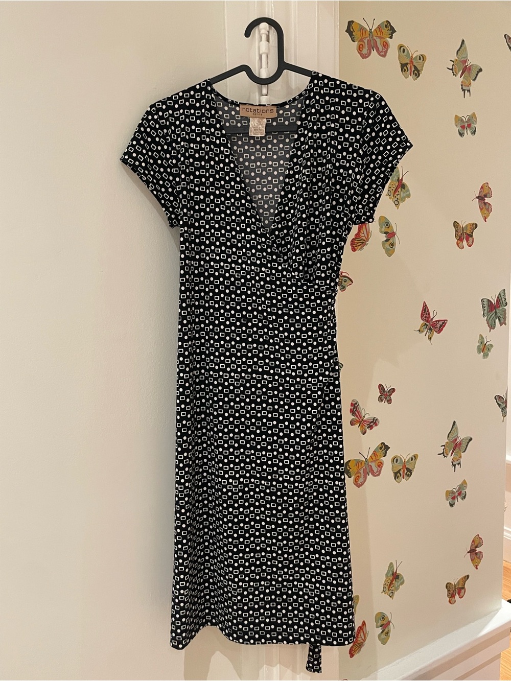 Notations Black & White Polka Dot V-Neck Midi Dress